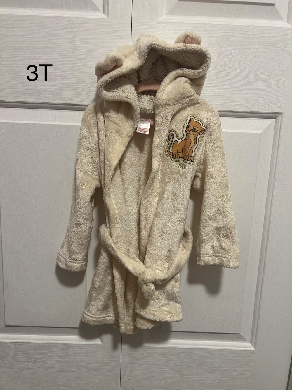 Disney Kids Cream Plush Bathrobe with Simba Patch